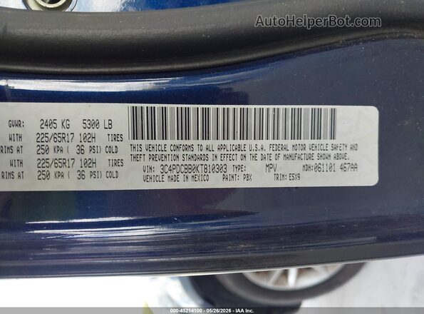 3C4PDCBB0KT810303 2019 DODGE JOURNEY Blue Widok komory silnika