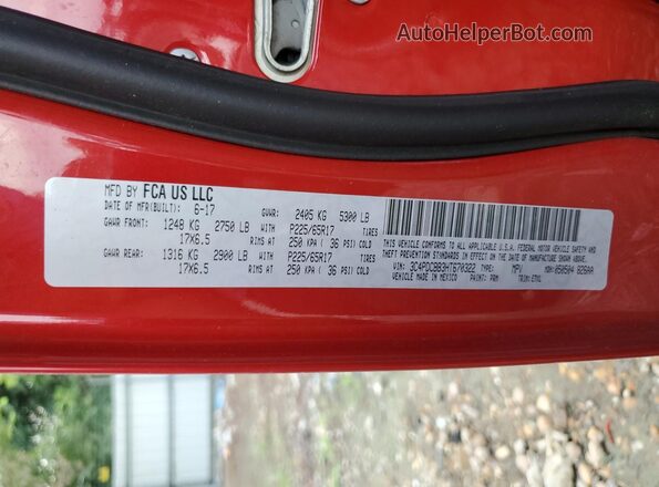 3C4PDCBB3HT670322 2017 DODGE JOURNEY Red VIN կոդի պիտակի տեսք