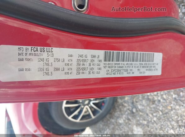 3C4PDCBBXKT779268 2019 DODGE JOURNEY Red Вид підкапотного простору