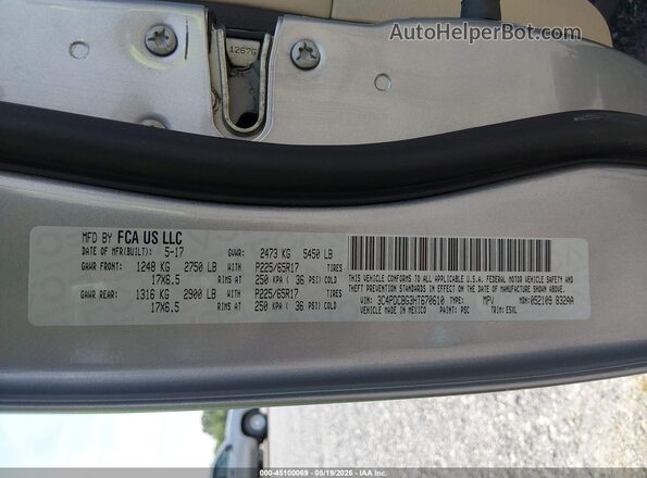 3C4PDCBG3HT670610 2017 DODGE JOURNEY Silver ძრავის განყოფილების ხედი