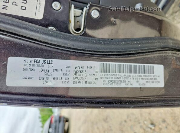 3C4PDCBGXHT591340 2017 DODGE JOURNEY Gray Vista interior de 360 grados