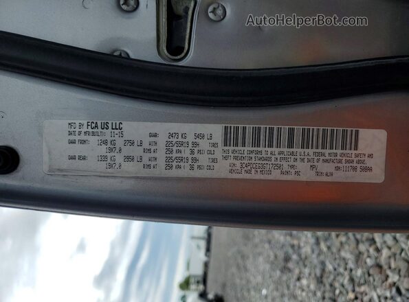 3C4PDCEG3GT172501 2016 DODGE JOURNEY Silver Widok naklejki z numerem VIN