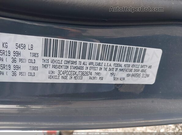 3C4PDCEGXJT362674 2018 DODGE JOURNEY Серый Вид подкапотного пространства
