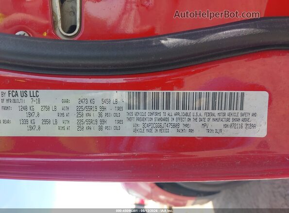 3C4PDCGG6JT475809 2018 DODGE JOURNEY Red Engine compartment view