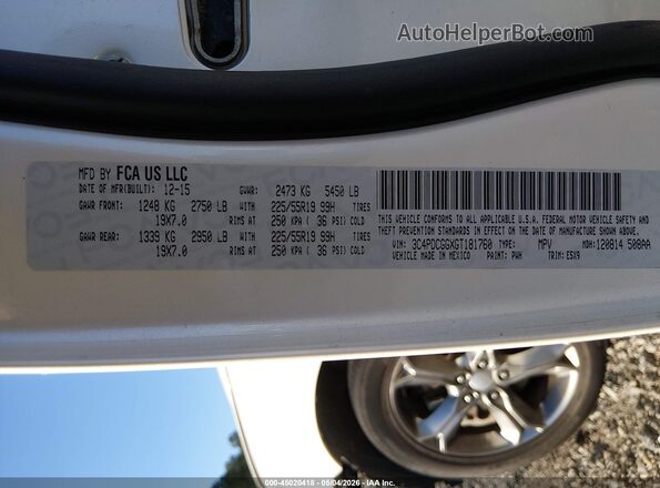 3C4PDCGGXGT181760 2016 DODGE JOURNEY White ძრავის განყოფილების ხედი