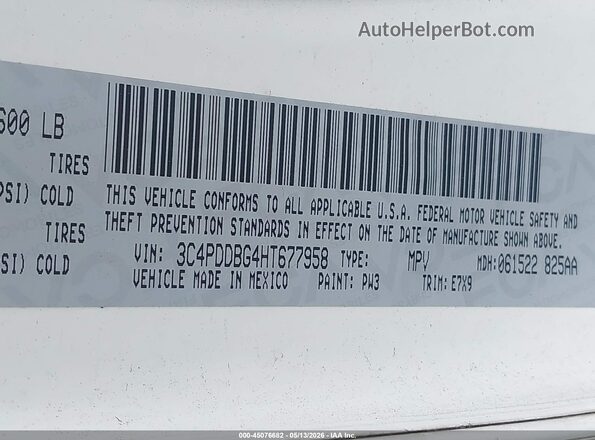 3C4PDDBG4HT677958 2017 DODGE JOURNEY White Vista del compartimento del motor
