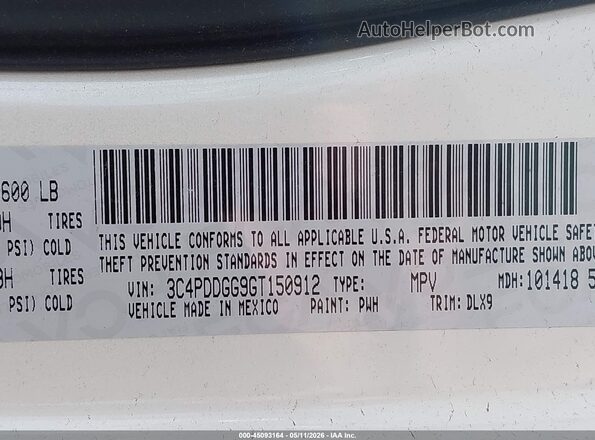 3C4PDDGG9GT150912 2016 DODGE JOURNEY Белый Вид подкапотного пространства