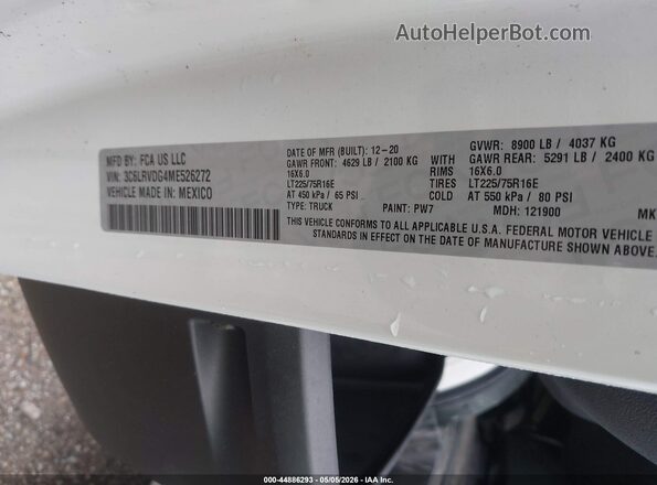 3C6LRVDG4ME526272 2021 RAM PROMASTER 2500 White Widok komory silnika