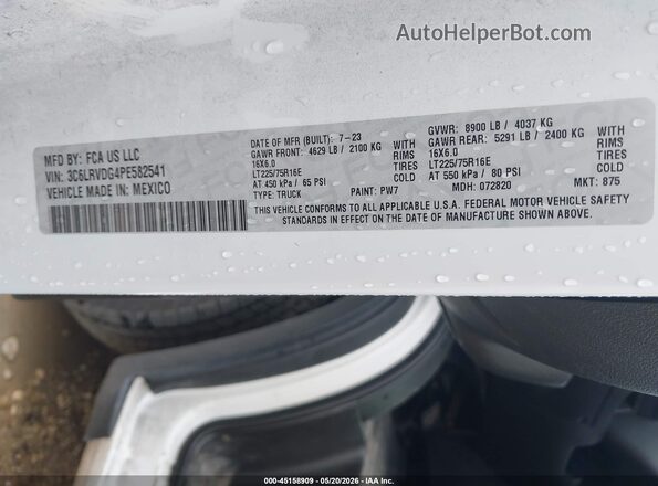 3C6LRVDG4PE582541 2023 RAM PROMASTER 2500 Белый Вид подкапотного пространства