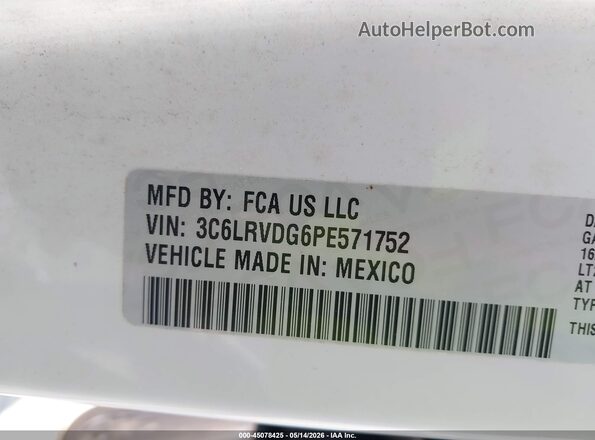 3C6LRVDG6PE571752 2023 RAM PROMASTER 2500 White Widok komory silnika