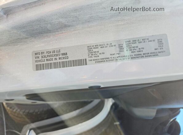 3C6LRVDGXSE519968 2025 RAM PROMASTER White Widok naklejki z numerem VIN