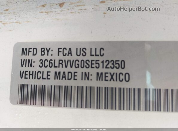 3C6LRVVG0SE512350 2025 RAM PROMASTER 2500 Белый Вид подкапотного пространства