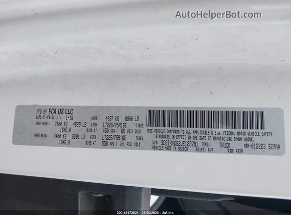 3C6TRVDG2JE123791 2018 RAM PROMASTER 2500 White ძრავის განყოფილების ხედი