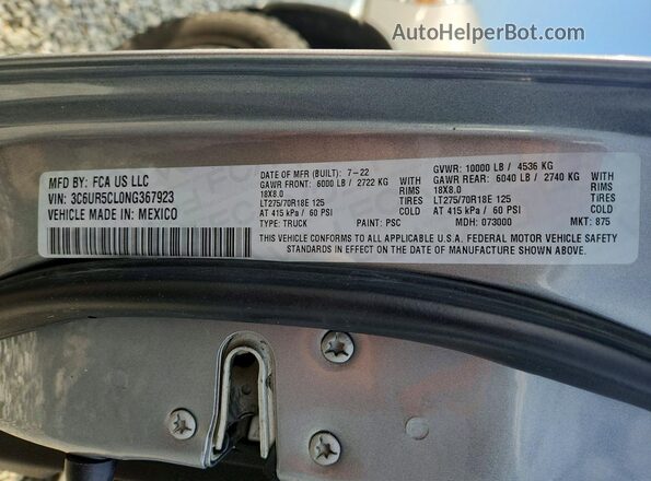 3C6UR5CL0NG367923 2022 RAM 2500 Серый Вид подкапотного пространства