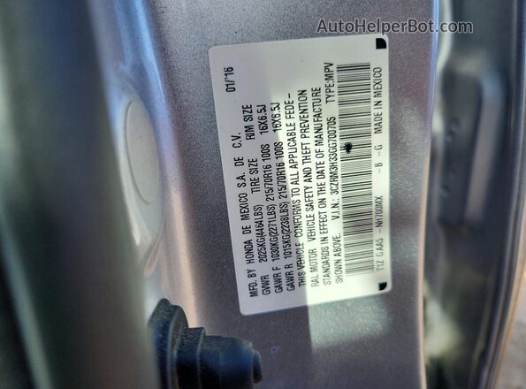 3CZRM3H33GG700705 2016 HONDA CR-V Silver Widok komory silnika