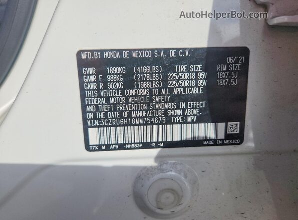 3CZRU6H18MM754675 2021 HONDA HR-V White Вид наклейки з VIN-кодом