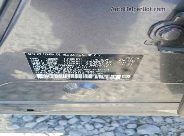 3CZRU6H7XJM712413 2018 HONDA HR-V Gray Widok wnętrza 360 stopni