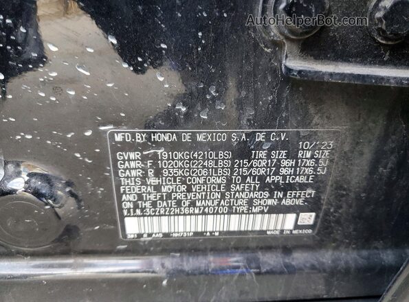 3CZRZ2H36RM740700 2024 HONDA HR-V Черный Вид наклейки с VIN-кодом