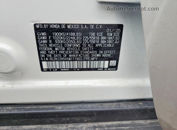 3CZRZ2H50SM771903 2025 HONDA HR-V White Vista del compartimento del motor