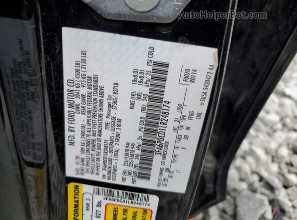 3FA6P0CD1LR248174 2020 FORD FUSION Black Widok komory silnika