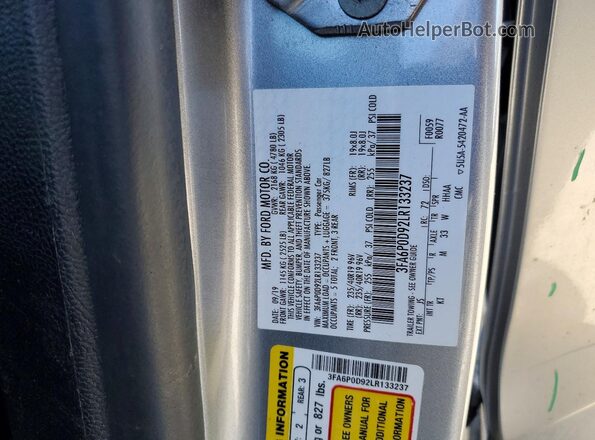 3FA6P0D92LR133237 2020 FORD FUSION Серебряный Вид подкапотного пространства