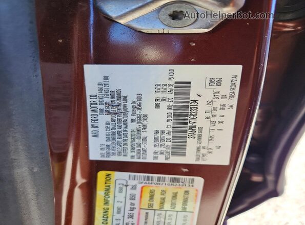 3FA6P0H71GR233134 2016 FORD FUSION Бордовый Вид подкапотного пространства