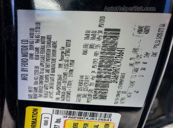 3FA6P0H7XJR126641 2018 FORD FUSION Черный Вид подкапотного пространства