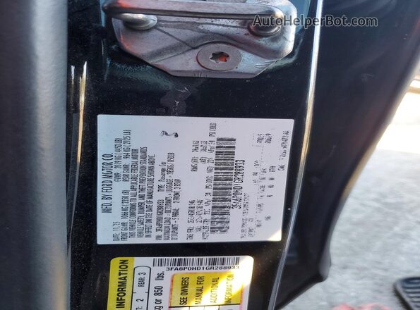 3FA6P0HD1GR288933 2016 FORD FUSION Black Widok komory silnika