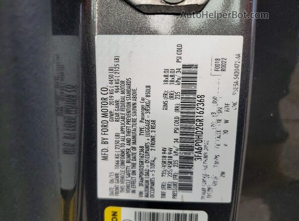 3FA6P0HD2GR162368 2016 FORD FUSION Серый Вид подкапотного пространства
