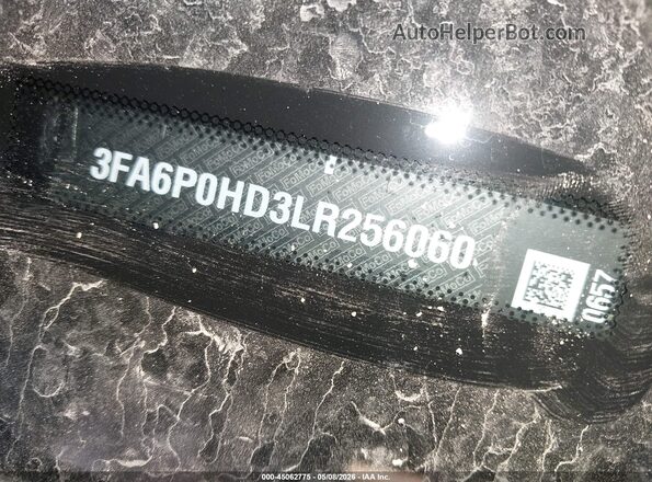 3FA6P0HD3LR256060 2020 FORD FUSION Черный Вид подкапотного пространства
