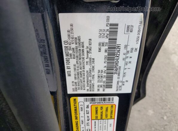 3FA6P0HD4LR256391 2020 FORD FUSION Синий Вид наклейки с VIN-кодом
