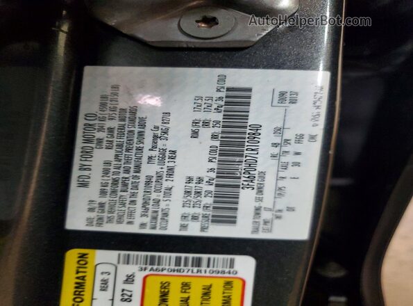 3FA6P0HD7LR109840 2020 FORD FUSION Серый Вид подкапотного пространства