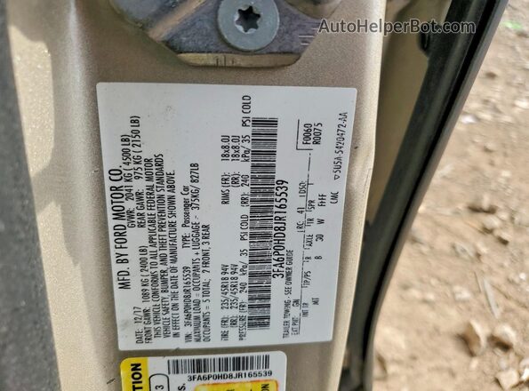 3FA6P0HD8JR165539 2018 FORD FUSION Золотой Вид подкапотного пространства
