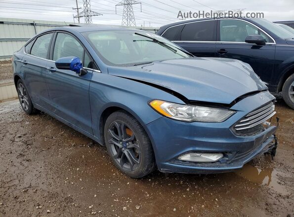 3FA6P0HDXJR201585 2018 FORD FUSION Синий Передняя правая четверть