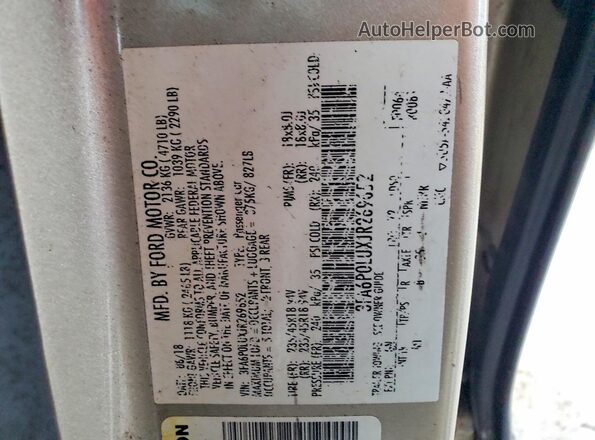 3FA6P0LUXJR269652 2018 FORD FUSION Gold Widok komory silnika