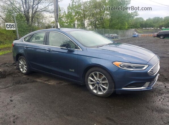 3FA6P0PU2JR196254 2018 FORD FUSION Синий Передняя правая четверть