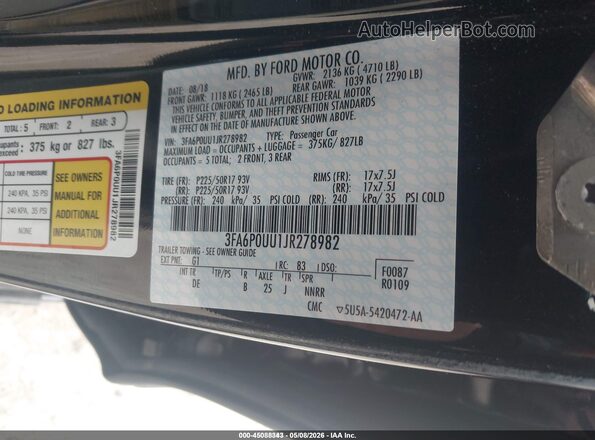 3FA6P0UU1JR278982 2018 FORD FUSION HYBRID Черный Вид подкапотного пространства