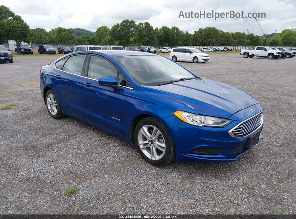3FA6P0UU7JR254492 2018 FORD FUSION HYBRID Синий Передняя правая четверть
