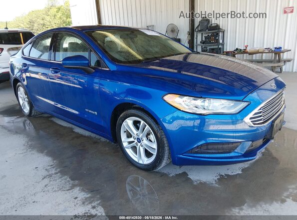 3FA6P0UU8JR235921 2018 FORD FUSION HYBRID Синий Передняя правая четверть