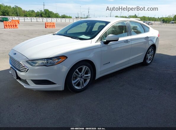 3FA6P0UU9JR235958 2018 FORD FUSION HYBRID White Առջևի ձախ երեք քառորդ տեսարան