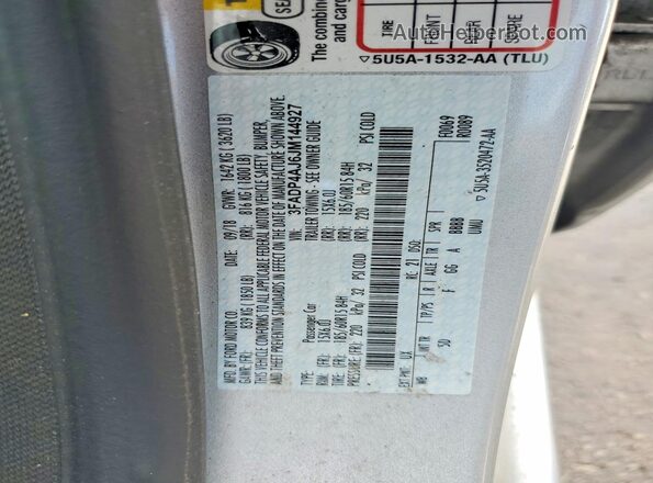 3FADP4AJ6JM144927 2018 FORD FIESTA Серебряный Вид наклейки с VIN-кодом