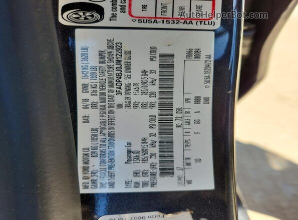 3FADP4BJ0JM122923 2018 FORD FIESTA Серый Вид подкапотного пространства