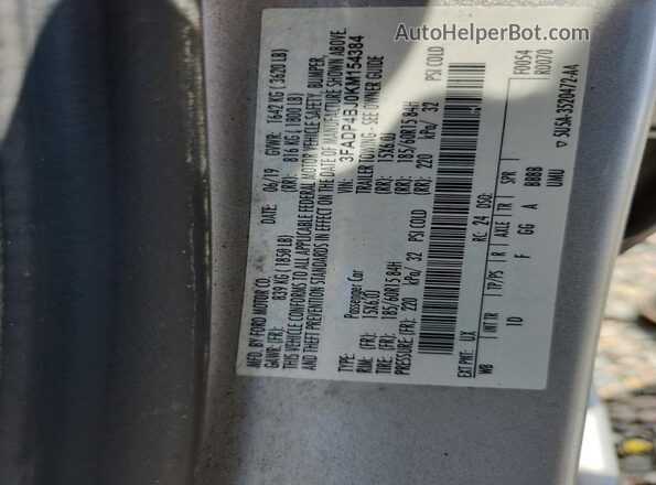 3FADP4BJ0KM154384 2019 FORD FIESTA Серебряный Вид подкапотного пространства