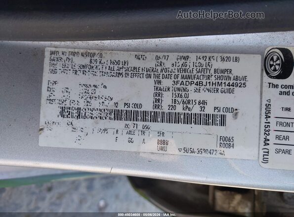 3FADP4BJ1HM144925 2017 FORD FIESTA Зеленый Вид подкапотного пространства