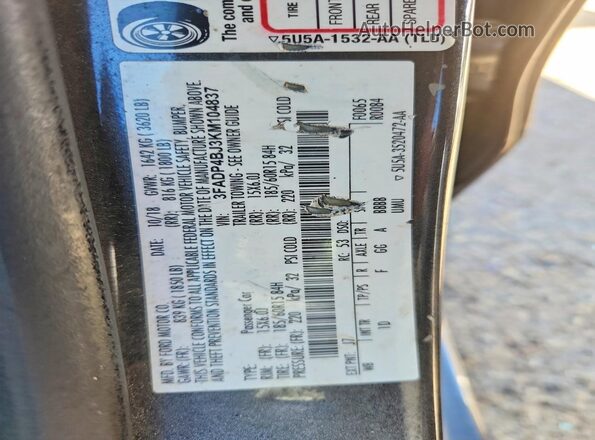 3FADP4BJ3KM104837 2019 FORD FIESTA Charcoal Вид підкапотного простору