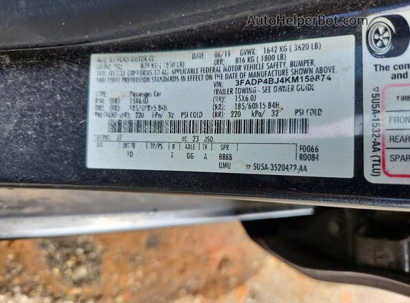 3FADP4BJ4KM158874 2019 FORD FIESTA Gray Engine compartment view