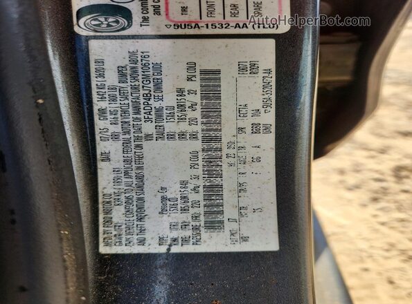 3FADP4BJ7GM106761 2016 FORD FIESTA Серый Вид подкапотного пространства