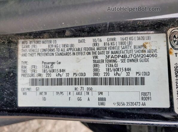3FADP4BJ7GM204060 2016 FORD FIESTA Black Вид підкапотного простору