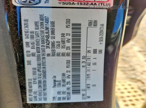 3FADP4BJ8JM114987 2018 FORD FIESTA Black Вид підкапотного простору