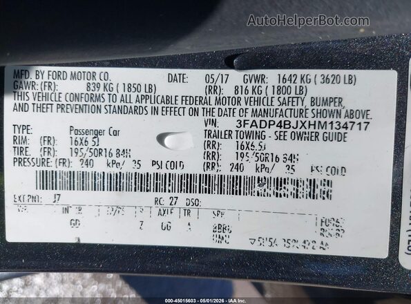 3FADP4BJXHM134717 2017 FORD FIESTA Gray Engine compartment view
